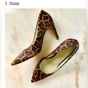 1.STATE Hedde 2 (Whiskey Multi/Leopard Haircalf) Women's 8.5 Heels great cond